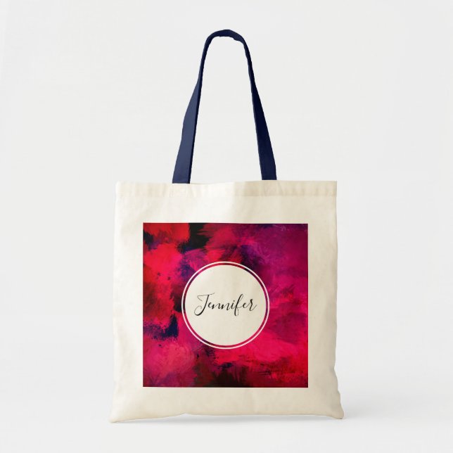 Dark Red and Purple Bold & Modern Abstract Tote Bag (Front)