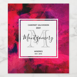 Dark Red and Purple Bold & Modern Abstract Wine Label