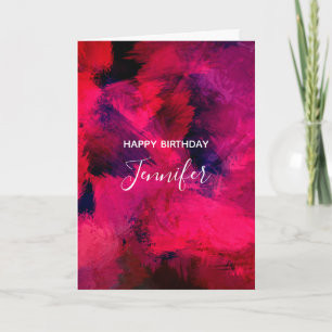 Dark Red and Purple Modern Abstract Birthday Card