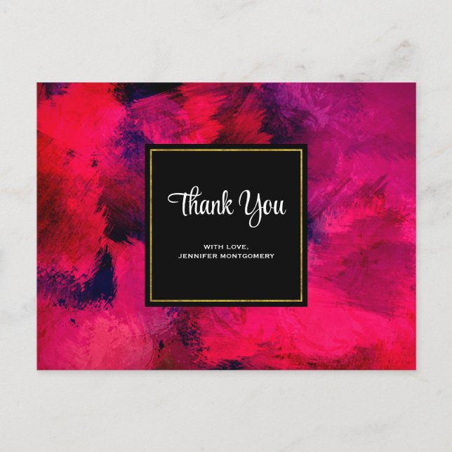Dark Red and Purple Modern Abstract Thank You Postcard (Front)
