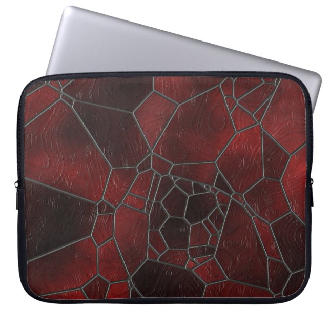 Dark Red And Red Mosaic Glass Laptop Sleeve (Front)