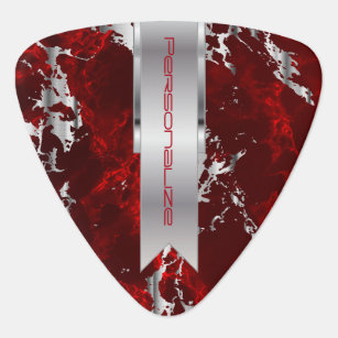 Dark Red and Silver Marble Design Plectrum