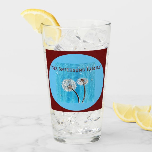 Dark Red and white Daisy Flower Personalised Glass (Front Ice)