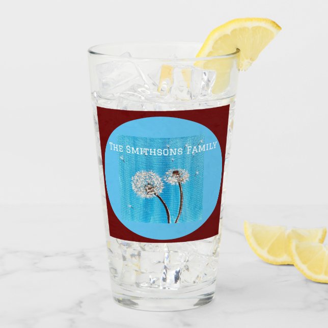 Dark Red and white Daisy Flower Personalised Glass (Back Ice)