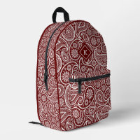 Dark-red and white paisley pattern monogram
