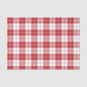 Dark Red and White Plaid Pattern Tissue Paper