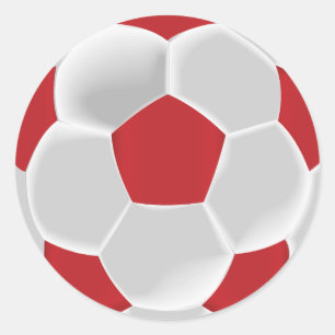 Dark Red and White Soccer Ball Classic Round Sticker