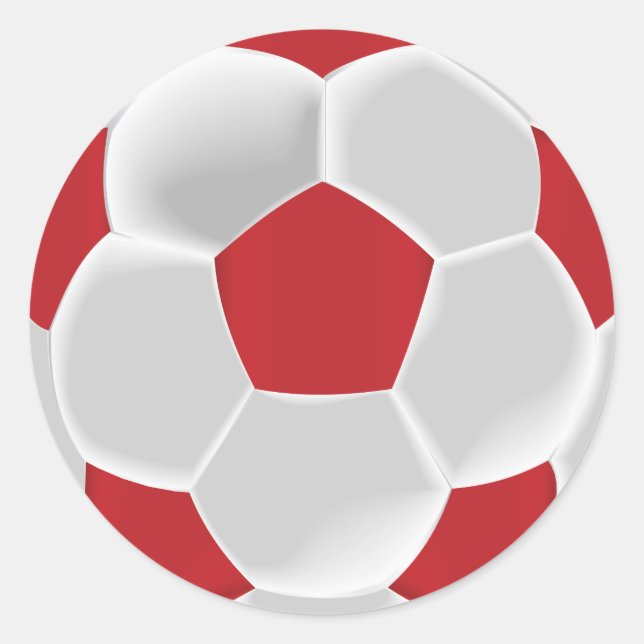 Dark Red and White Soccer Ball Classic Round Sticker (Front)