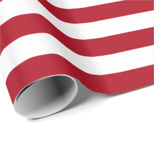 Dark Red and White Stripe Wrapping Paper