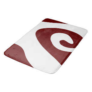 Dark Red and White Swirl Wave Bath Mat