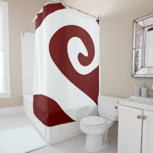 Dark Red and White Swirl Wave Shower Curtain