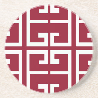 Dark Red and White Tile Coaster