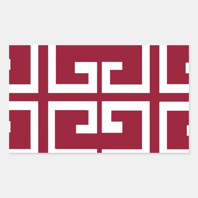 Dark Red and White Tile Rectangular Sticker (Front)