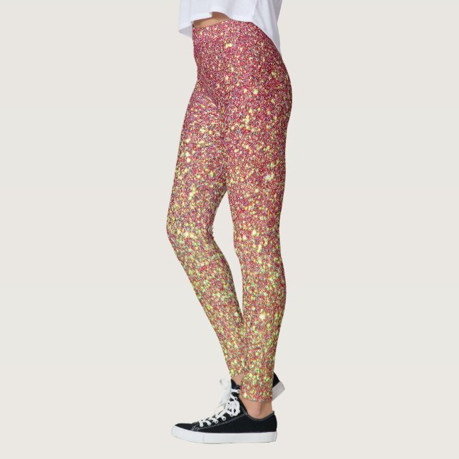 Dark Red And Yellow Glitter Leggings (Left)