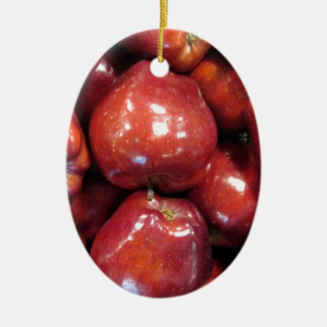 Dark Red Apples Ceramic Tree Decoration (Front)