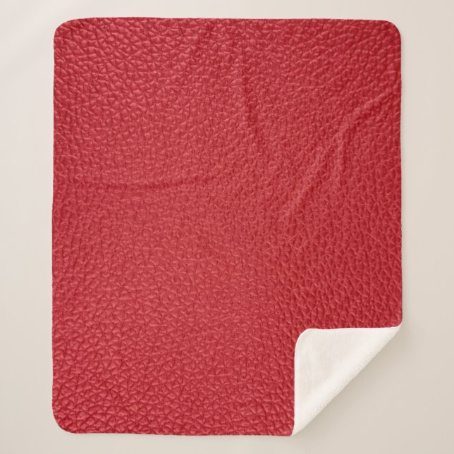 Dark red artificial leatherette closeup. sherpa blanket (Front)