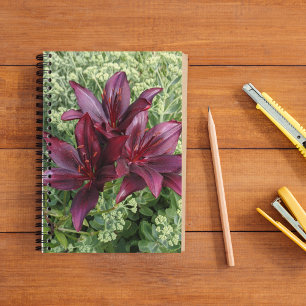 Dark Red Asiatic Lilies Floral Notebook