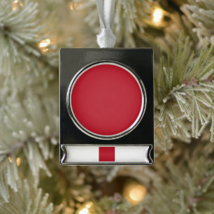 Dark Red Background Silver Plated Banner Ornament