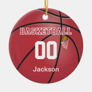 Dark Red Basketball   DIY Name & Number Ceramic Tree Decoration