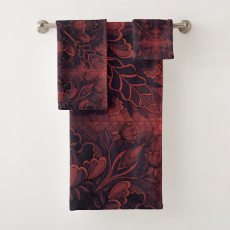 Dark red bath towel set