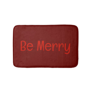 Dark Red "Be Merry" Bath Mat with Optional Text