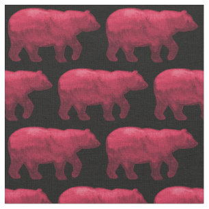 Dark Red Bear on Black Fabric H