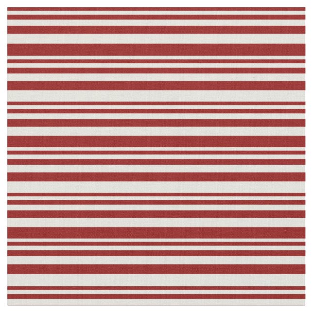 Dark Red & Beige Coloured Stripes Pattern Fabric (Close Up)