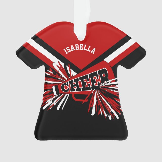 Dark Red, Black and White Cheerleader Ornament (Front)