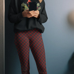 Dark Red Black Check Christmas Pajama Pants