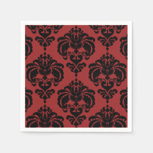 Dark Red Black Damask Vintage Wedding Event Party Napkin