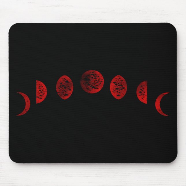 Dark Red & Black Moon Phases Gothic  Mouse Mat (Front)