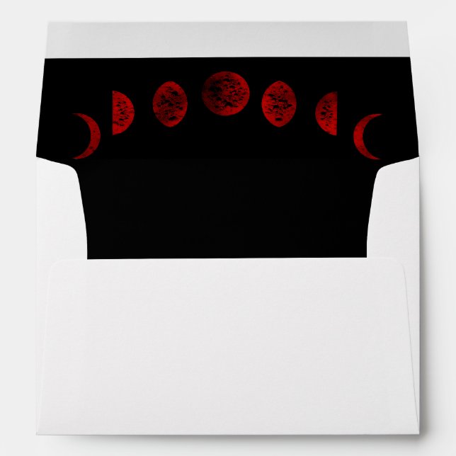 Dark Red Black Moon Phases Gothic Wedding Envelope (Back (Bottom))