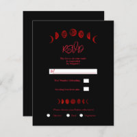 Dark Red Black Moon Phases Gothic Wedding RSVP  