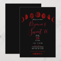 Dark Red Black Moon Phases Gothic Wedding Sweet 16
