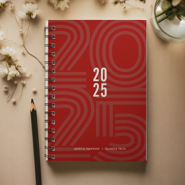 Dark Red Blocked Spiral Weekly Planner (Creator Uploaded)