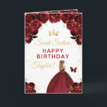 Dark Red Blonde Hair Girl Sweet Sixteen Birthday Card<br><div class="desc">This elegant and glamourous sweet sixteen birthday card can be personalised with a name or title such as daughter, granddaughter, niece, friend etc. The design features a beautiful princess with blonde hair in a burgundy red ball gown. The text combines handwritten script and modern sans serif fonts for a classy...</div>