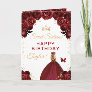 Dark Red Blonde Hair Girl Sweet Sixteen Birthday Card
