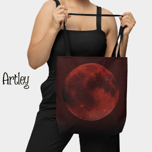 Dark Red Blood Moon Graphic Tote Bag