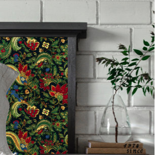 Dark Red & Blue Flowers Chinoiserie Decoupage Tissue Paper