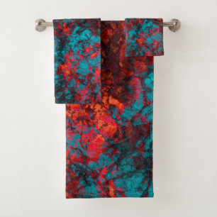 Dark red blue texture textured suede marble granit bath towel set