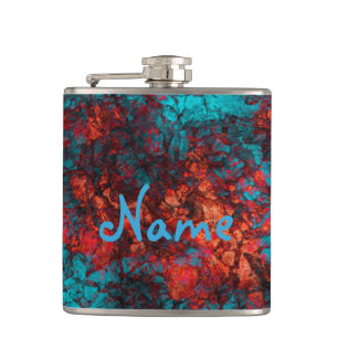 Dark red blue texture textured suede marble granit hip flask