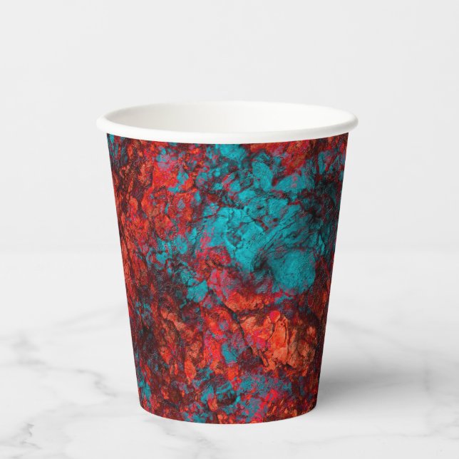 Dark red blue texture textured suede marble granit paper cups (Front)