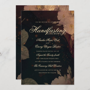 Dark Red Botanical Gothic Boho Floral Handfasting Invitation