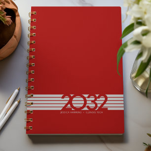 Dark Red Bottom Stripe Spiral Weekly Planner