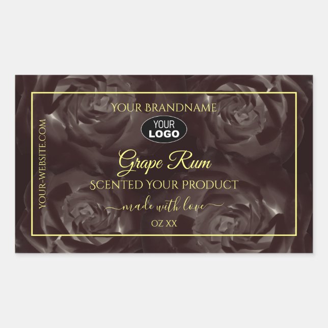 Dark Red Brown Blooming Roses Product Labels Logo (Front)