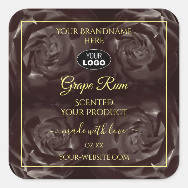 Dark Red Brown Blooming Roses Product Labels Logo (Front)