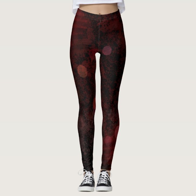 Dark Red Bubbles Leggings (Front)