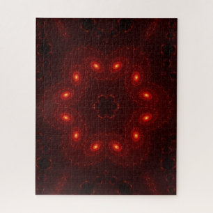 Dark Red Burgandy Gothic Lace Snowflake Jigsaw Puzzle