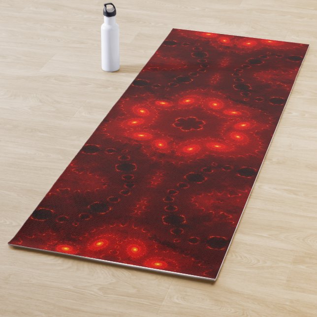 Dark Red Burgundy Gothic Lace Snowflake Yoga Mat (In Situ)