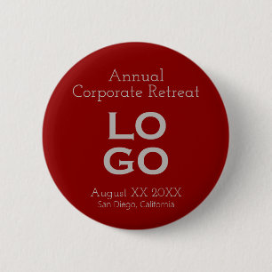 Dark Red Business or Corporate Event Custom Logo 6 Cm Round Badge